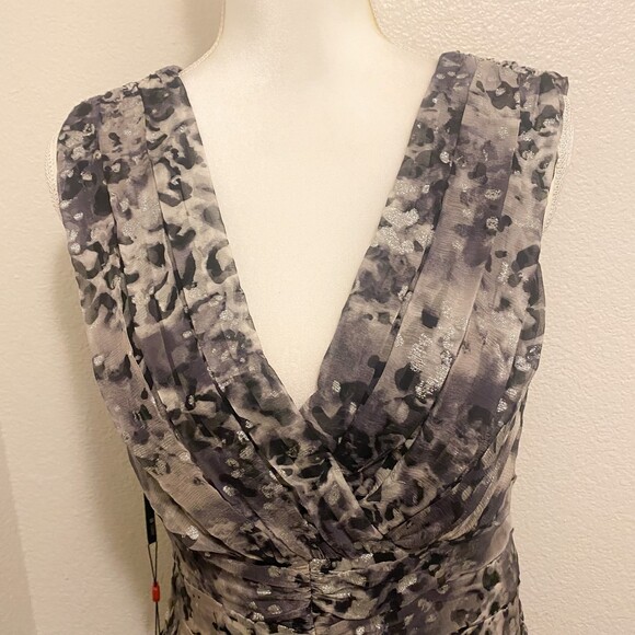 NWT TADASHI 100% Silk Metallic Animal Print Evening Festivities Dress Size 10 - Picture 2 of 7